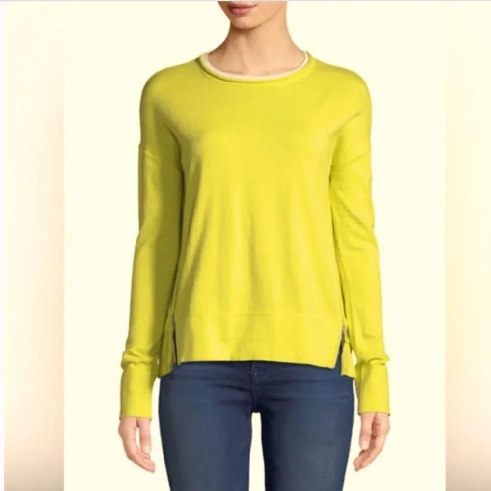 LISA TODD Yellow Zipline Cotton Cashmere blend Sweater Medium Petite